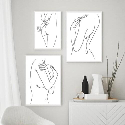 Abstract Women Body Line Drawing Wall Art Poster Minimalist Living Room Decoration Nordic Canvas Painting Bathroom Art Prints