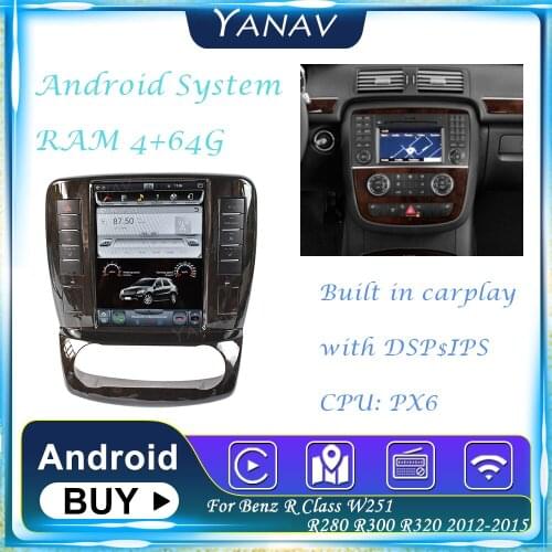 Car Radio Android Stereo Receiver For Benz R Class W251 R280 R300 R320 2012-2015 GPS Navigation with Carplay Multimedia Player