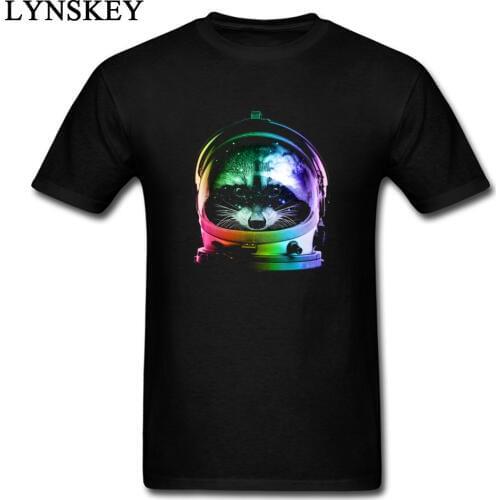 Plus Size XXL White T-Shirts Mens Good Quality 100% Organic Cotton O-Neck Tops T Shirt Funny Design Astronaut Raccoon Tees