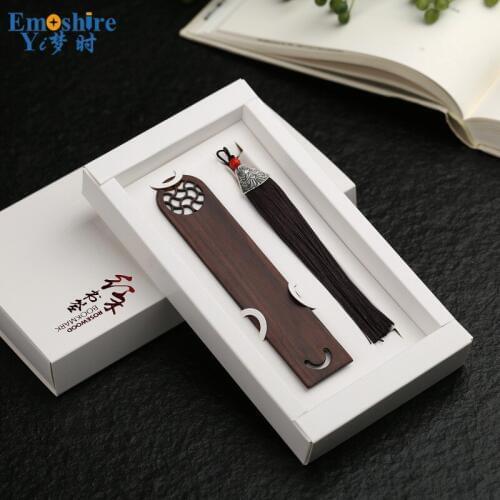 Wooden Bookmarks Custom Chinese Wooden Bookmarks Black Sandalwood Painted Retro Creative Gifts Wood Bookmarks M077
