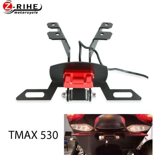 CNC Motorcycle Accessories License Plate Bracket Holder With Light Frame Lamp Parts For YAMAHA TMAX T-MAX 530 TMAX530 2017-2018
