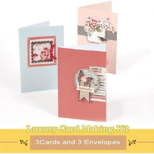 Eno Greeting 3 blank cards diy paper craft kids greeting cards flower card kit