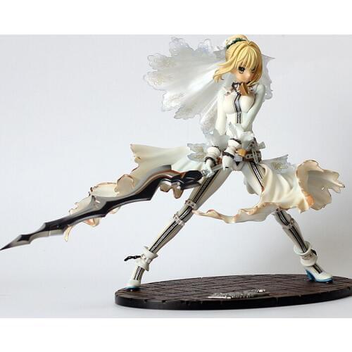 22CM Japanese anime figure Fate/stay night CCC wedding dress ver SABER bride action figure collectible model toys for boys