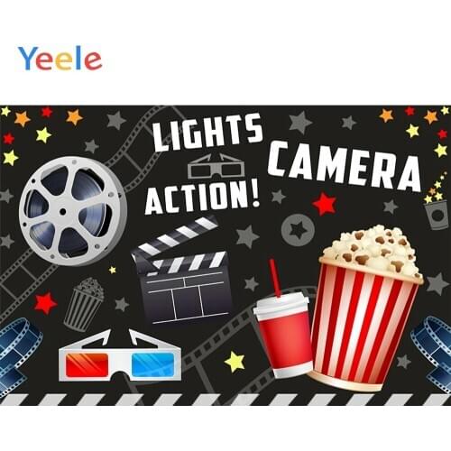 Movie Tape Camera Popcorn Decor Baby Shower Birthday Party Backdrop Photography Custom Photographic Background For Photo Studio