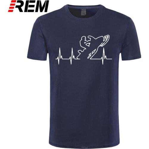 HeartBeat Snowmobile Print T Shirt Men Summer Funny Short Sleeve T-shirt Men Causal Cotton Tees Sporting Tops Printed Tops Tee