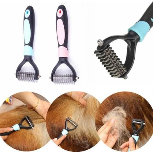 Pet Hair Dematting Rake Comb 10-blade Single-sided Pet Knot Knife Dog Cat Fur Shedding Trimmer Grooming Brush Tool Dropshipping