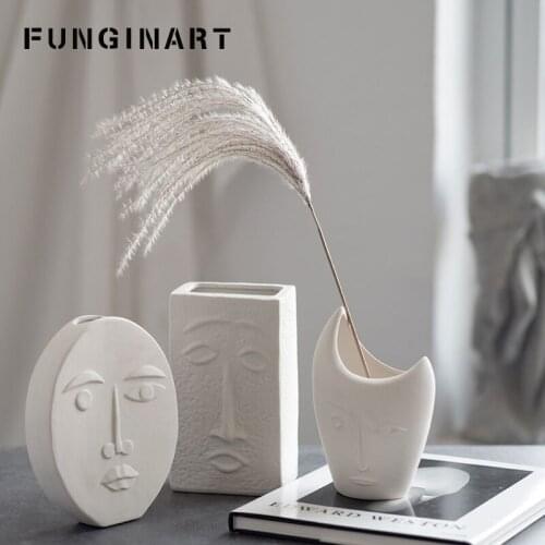 Nordic Face Ceramic Vase Home Decor Living Room Dinning Tabletop Decoration Dried Fresh Flowers Arrangement Photography Props