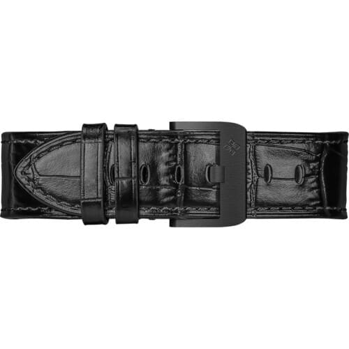 Agelocer Leather Watch band Rubber Watch Strap Waterproof Watch Strap 25mm Genuine Leather black