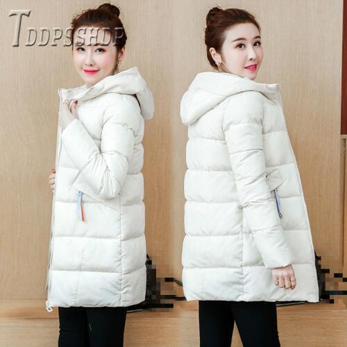 Bright Colors Winter Jacket Solid Women Parka Hooded Cotton Padded Female Coat Outwear