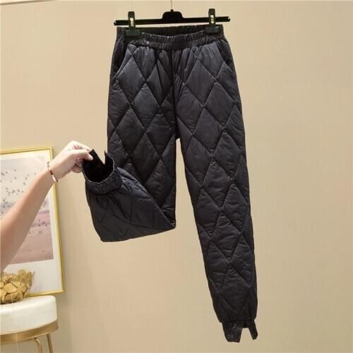 Thicken down Cotton Winter Warm Pants Women Elastic Waist Ladies Skinny Trousers Womens Casual Leggings Outwear Female Pants