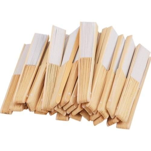 Hot 30 PCS folding Paper hand fan custom halloween ladies baby shower wedding favors gift birthday party decoration white