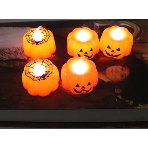 Flashing Flameless Electronic Pumpkin Candle Light Halloween Party Bar Glowing Atmosphere Decoration Toys Decora Supplies