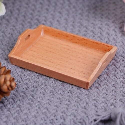 1pcs 1/12 Dollhouse Miniature Wooden Plate Simulation Tray Model for Doll House Decor Accessories