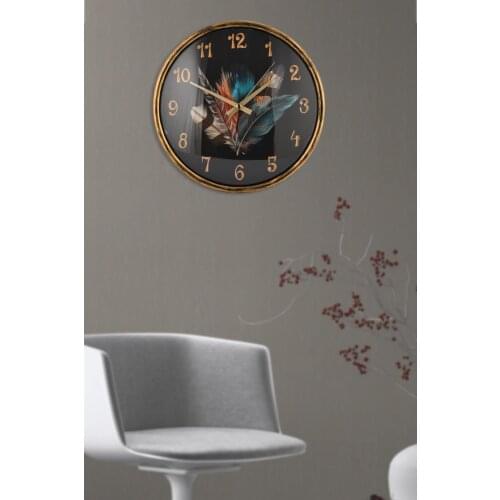 Sini Black Tumbled Wall Clock Metarial Real Glass Mechanism Flows Seconds Size 30