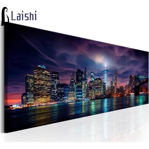 New York night landscape Large DIY Diamond Painting Full round drill Rhinestone Embroidery Cross stitch Mosaic Home Decor Gift