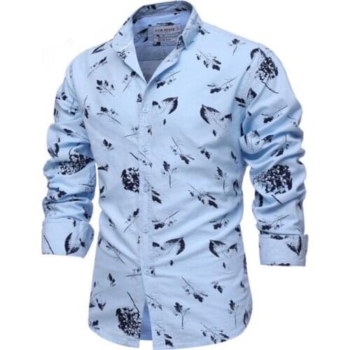 New Fashion Mens Printed Floral Long Sleeve Shirt Soft cotton Slim Fit Shirt Quality Mens Casual Shirt Size M-2XL