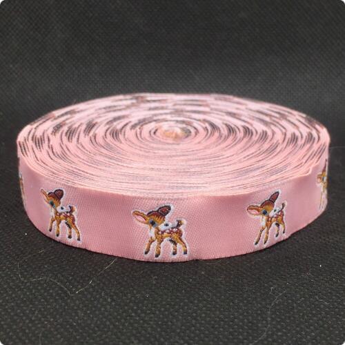 2015 NEW 5/8'' 16mm 10yard/sets Woven Jacquard Ribbon with deer pink For Dog Collar