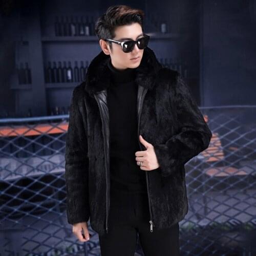 2021 autumn and winter new mens overall leather rabbit fur grass fox fur collar coat collar fur coat