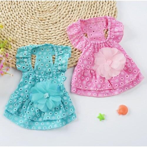 Cat Clothes Dog Wedding Dress Cotton Lace Floral Dress Large Bowknot Pet Dog Dress Summer Clothing For Small Medium Dog Supplies