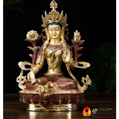 Wholesale Tibetan Buddhist statues-21cm-bless family Safety Health wealth efficacious Protection Green Tara Buddha-free shipping