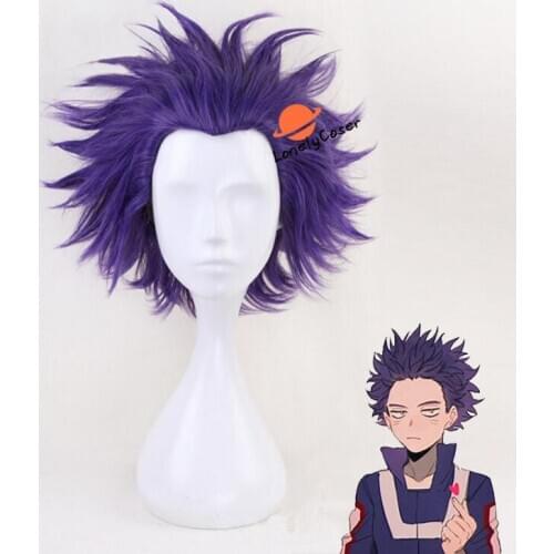 2020 Anime My Hero Academia Shinsou Hitoshi Cosplay Wig Purple Wig Baku No Hero Bakugou Heat-resistant Fiber Hair with Wig Cap