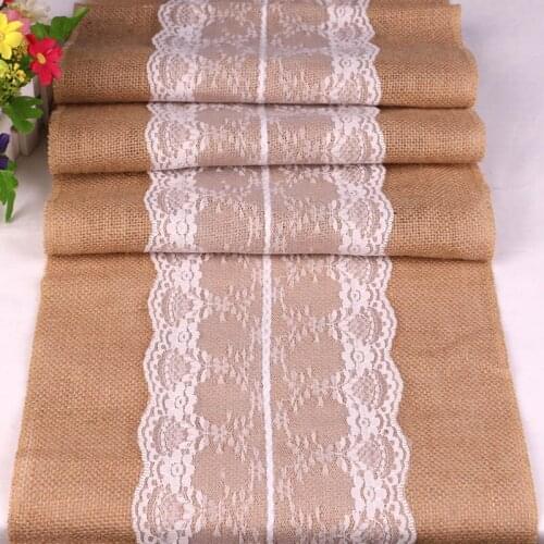 Restaurant Wedding Lace Cloth Vintage Burlap Natural Burlap Jute Linen Table Gadget Dinning Room Country Party Home Decor