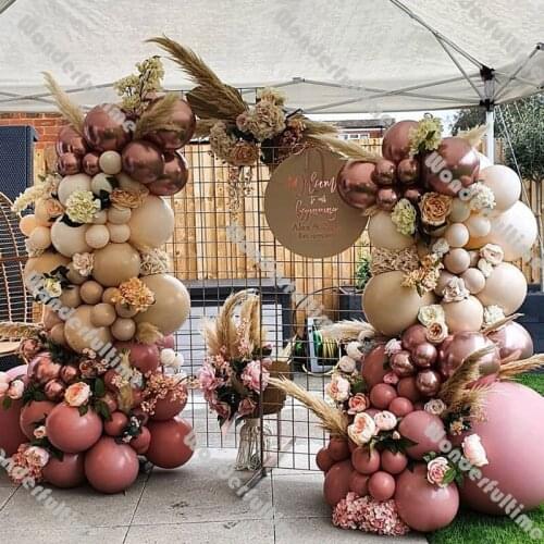 DIY Wedding Supplies Baby Shower Birthday Party Decoration Doubled Retro Pink Nude Apricot Chrome Rose Gold Balloon Garland Arch