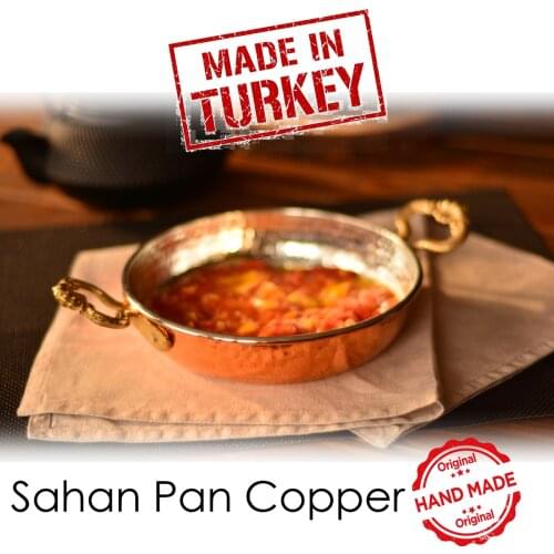 Scrambled Omelette Egg Cooking Copper Pan Made in Turkey Traditional Cuisine Brass Nonstick Handled