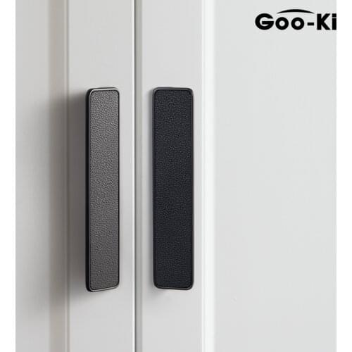 Modern Black Genuine Leather Handle Finger Pull Cabinet Handles Kitchen Cupboard Pulls Drop Handle Furniture Handle Hardware