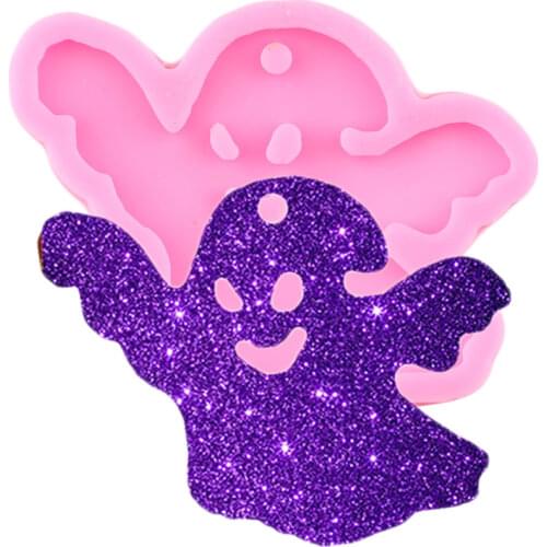 Super Glossy Ghost Silicone Mold Halloween Keychain Resin Epoxy Mould DIY Charms Necklace Jewelry Making Pendant Molds