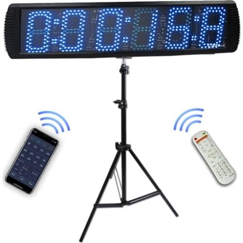 Ganxin App-Control 5'' High 6 Digits LED Race Clock Timer with Tripod for Running Events, Countdown/up Digital Timer, 12/24-Hour