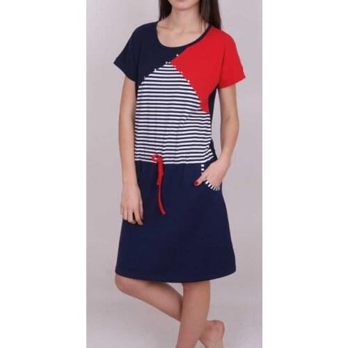 Navy blue Women 'S Tunic Short Sleeve Tunic Comfortable Cotton Fabric Comfortable