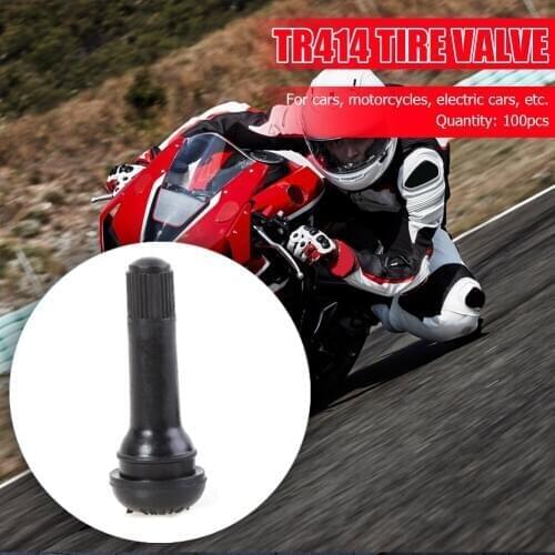TR414 Valve Stems Tubeless Tyre Tire Snap In Rubber Valves with Dust Caps for Elements Personal Car Part Ornaments