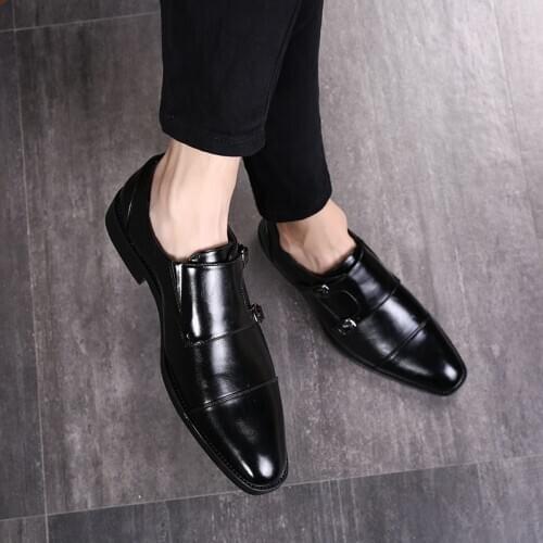 Italian Luxury Brand Leather Formal Shoes Men Classic Oxford Shoes For Men Loafers Men Dress Shoes Double Monk Strap Footwear 48
