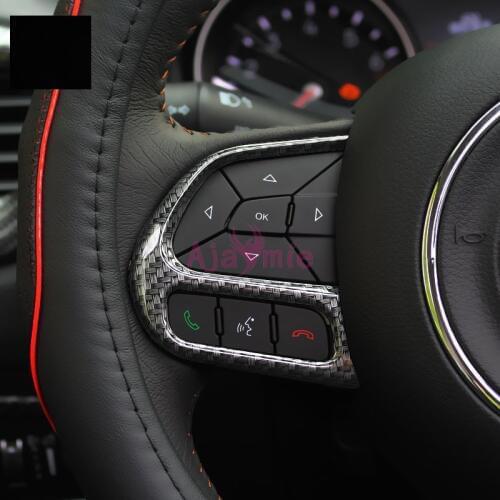 Interior Carbon Fiber Color Steering Wheel Cover Trim Overlay Panel Frame Car Styling 2017 2018 For Jeep Compass Accessories