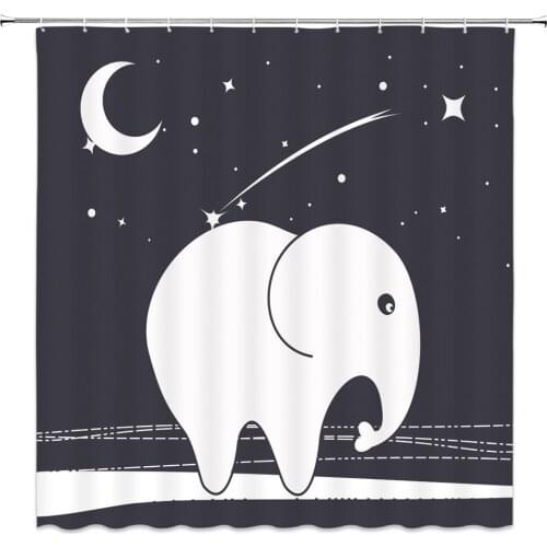 Cartoon Animals Shower Curtains Kids Children Bathroom Decor Home Bathtub Waterproof Mildew Proof Polyester Hang Curtain Set