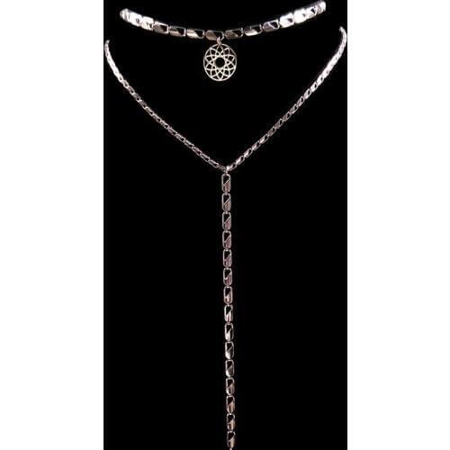 2021 New Double Layer Mandala Stainless Steel Necklaces Women Jewelry Silver Color Choker Necklaces Jewelry Gift joyas N18000