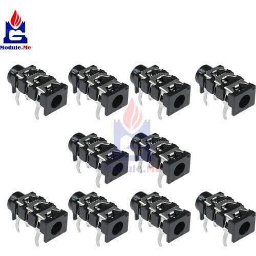 10PCS/Lot 5Pin 3.5mm Stereo Headphone Audio Jack Earphone Socket