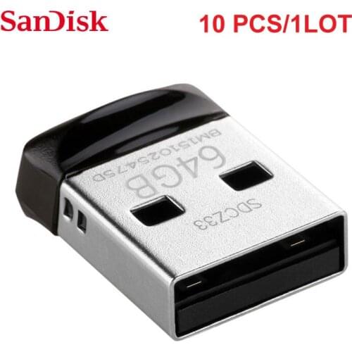 10PCS/LOT Original SanDisk CZ33 USB 2.0 Mini Pen Drive 16GB 32GB 64GB USB Flash Drive Memory Stick U Disk USB Key Pendrive