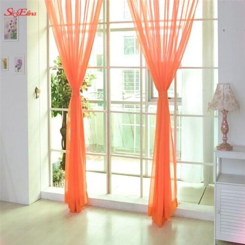 2021 Fashion Simple Solid Color Tulle Door Window Curtain Washable Drape Panel Sheer Translucent Design 5z