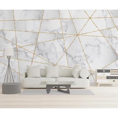 Custom 3D wallpaper mural modern minimalist geometry golden lines marble wall background decorative painting bedroom