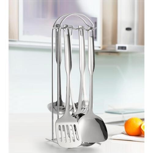 7pcs/lset 304 Stainless Steel Kitchen Utensil Sets of 7pcs Slotted Ladle Turner Spatula Soup Spoon Set, Utensil Sets PK 015