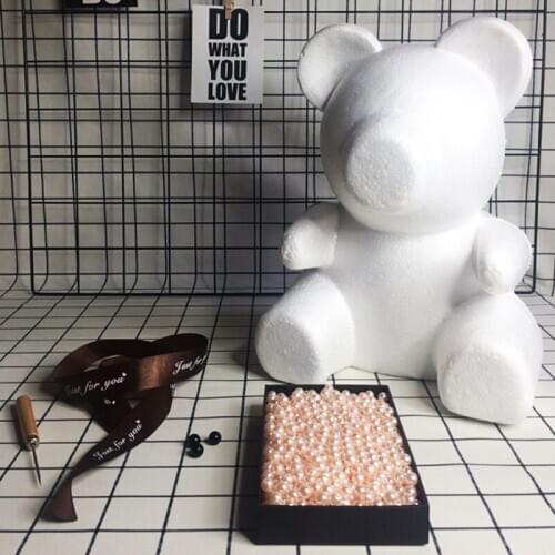 9/15/20cm Foam Rose Bear Mold Luck Dog Mold Imitation Pearls Bear Mold DIY Gift for Valentines Day Wedding Home Decoration