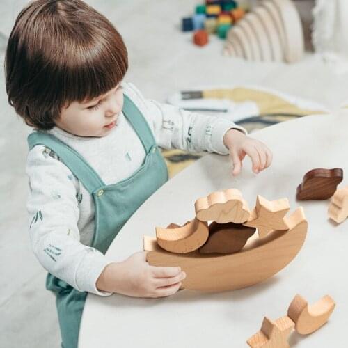 9Pcs/1Set Montessori Educational Toys Wooden Math Digital Toys Baby Balance Block Jenga Toy Natural Wood Toys Gifts Baby