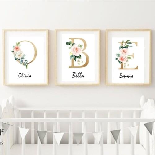 5D DIY Diamond Painting Woodland Animal Nursery Diamond Mosaic Custom Name Pink Flowers Embroidery Cross Stitch Kits Home Decor