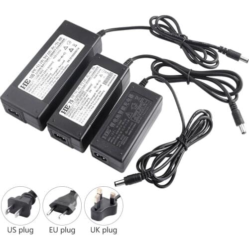 Li-ion Battery Power Supply Adapter Charger Kit AC 100-240v to DC 12/24v 2A US/EU/UK Plug Lithium Battery Charger Safe