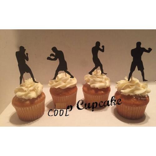 Boxing Silhouette Cupcake Toppers food Picks bridal shower Bachelorette Hem night Party wedding birthday toothpicks decor
