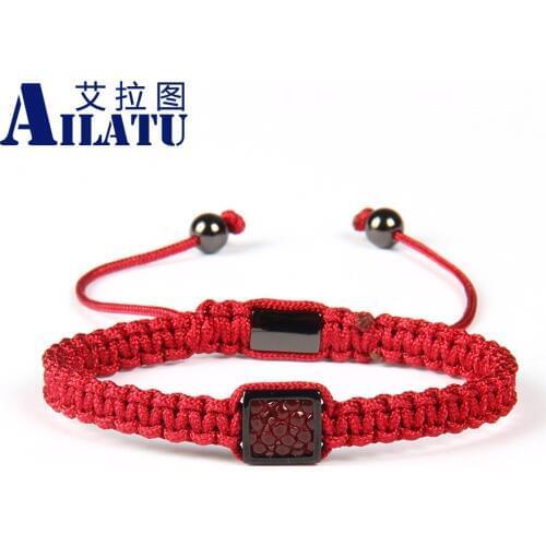 Ailatu On Sale Top Quality Mens Bracelet Mix Colors Genuine Python Leather Stingray Macrame Bracelet for couples