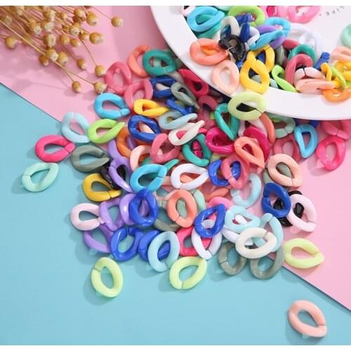 50PCS Candy Princes Acrylic Flat Twist Oval Open Ring Beads Connector link Chain Necklace Bracelet Package Making Colorful Chain