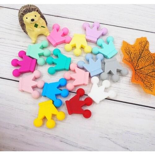 Chengkai 50pcs Silicone Crown Beads Cartoon Teether DIY Baby Pacifier Teething Making Necklace Sensory Toy Food Grade Beads